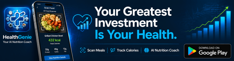 HealthGenie AI Nutrition Coach — scan meals, track calories, download on Google Play